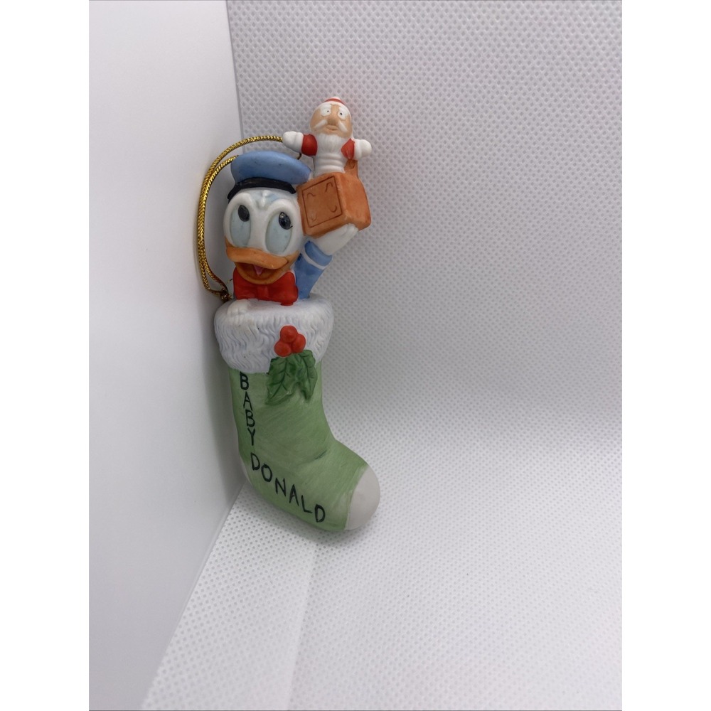 Vintage 1984 Disney Baby Donald Duck Christmas Ornament Stocking Ceramic